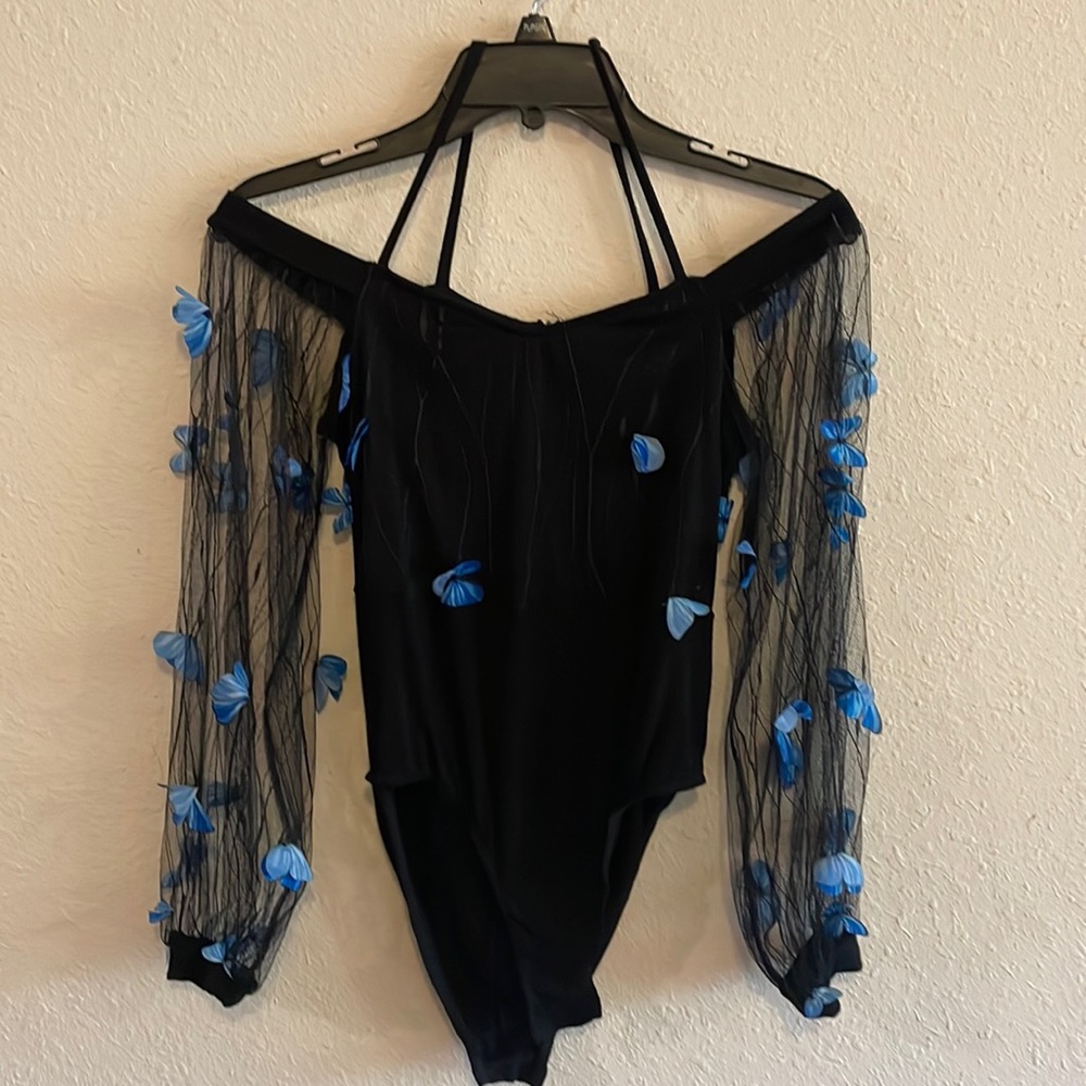 3D butterfly and mesh bodysuit